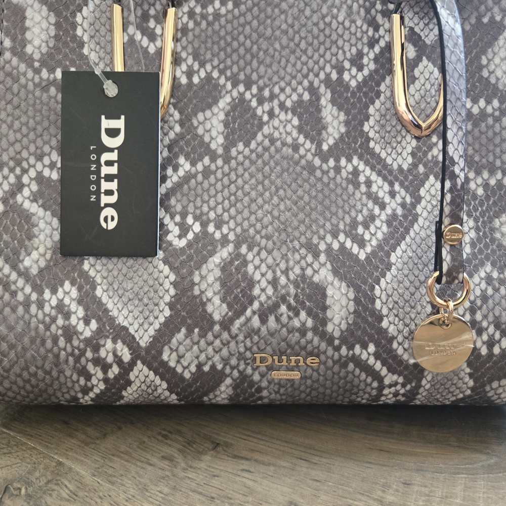 Dune London Gray Snake Print Shoulder Bag